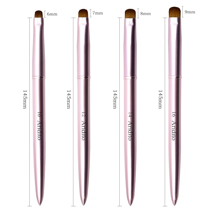 4pcs Pink Metal French Nail Brush | Professional French Tip Brush | Nail Clean Up Brush (#10,#12,#14,#16)