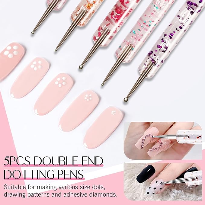Professional Nail Art Brush Dotting Tools Kit (31pcs Pink)