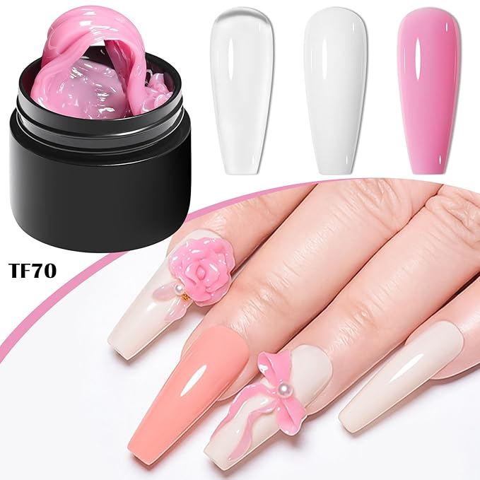 MEET ACROSS Builder Gel for Nails- 3 Colors Builder Gel Kit Nail Extension Clear White Pink Hard Sculpted Kit with 100pcs Nail Forms Art Manicurist Gift for Women