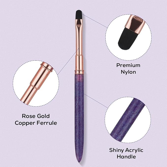 Nail Art Brushes Set Nail Art Design Pen Painting Tools with Nail Extension Gel Brush,Nail Polish Brush, Builder Nail Gel Brush, Nail Art Liner Brush for Salon Gift for Girls Women (Purple)