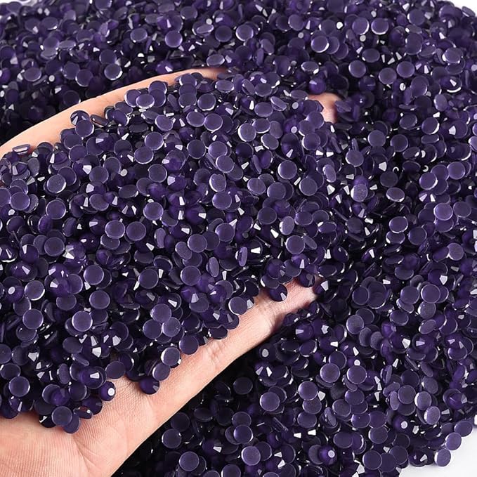 Blinginbox Flatback Rhinestones Round Gems, 1440pcs Luminous Series Glass Stones Neon Gems Non Hotfix Crystal Rhinestones for Nail Charms Crafts Clothes Tumblers,Gentian Violet Neon,SS20.