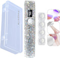 Handheld UV Light with Sparkly Rhinestones, 3W Portable LED Nail Lamp, Wireless Rechargeable USB Nail Dryer with Silicone Stamper Display Screen for Fast Curing Home DIY Manicure White