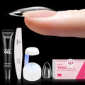 Beetles Tipex Nail Tips Kit Almond Short, 224Pcs 16 Sizes,Pre-building Pre-Etched Strong Thicker Acrylic Tips with Mini U V Lamp Tipex Nail Glue