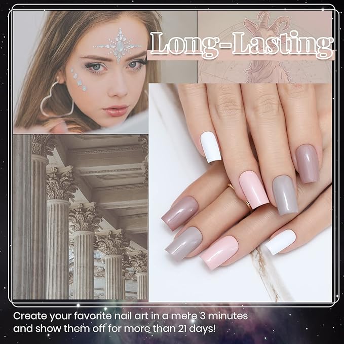 Beetles Neutral Gel Nail Polish – 6 Colors Soak Off UV LED Nail Gel Kit, Brown Gray Silver White Pink Long Lasting Glossy for Salon & Home Manicure Gift for Women