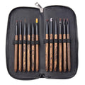 Nail Art Brushes Set, 12 Peices Professional High-end Sandalwood Nail Art Design Pen Painting Tools with Leather Pouch, Nail Art Liner Brush and Nail Dotting Pen for Gel Polish Manicure Salon DIY at Home (Coffee)