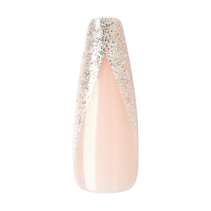 KISS Classy, Press On Nails, Nail glue included, 'Sophisticated', Silver, Extra-Long Size, Coffin Shape, Includes 30 Nails, 2g glue, 1 Manicure Stick, 1 Mini File