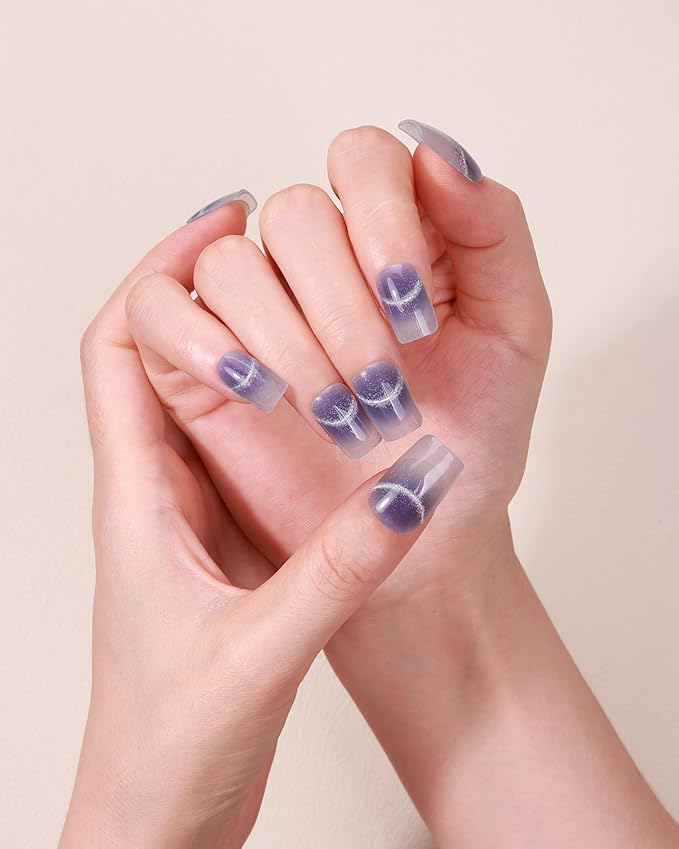 French-Inspired 20pcs Semi Cured Gel Nail Strips - Salon-Grade DIY Wraps with Glaze Texture, Easy Application, UV Light Required for Classic Nails