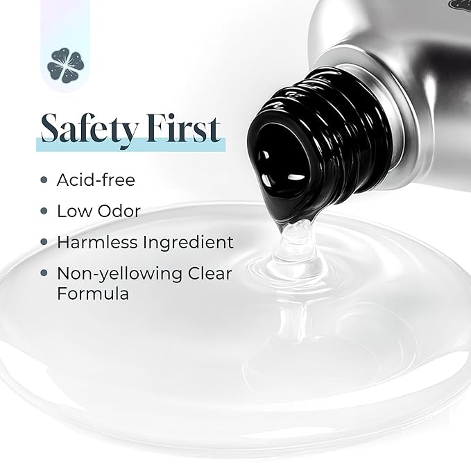 No Wipe Gel Top Coat and Base Coat Set: 2Pcs 15ml Rubber Base, Super Shiny Long Lasting Top Coat Gel Nail Polish, Acid-free Nail Strengthener Soak Off Lamp Needed, Nail Art Design Gift