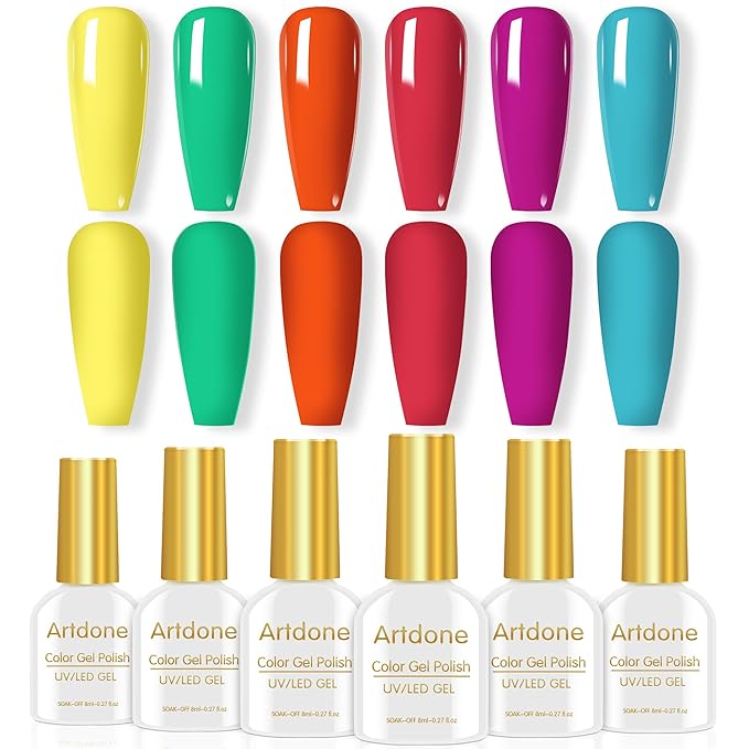 Artdone Sheer Gel Nail Polish Set Jelly UV Gel 6 Colors Translucent Milky White Pink Nude Brown Colors Nail Polish For All Seasons