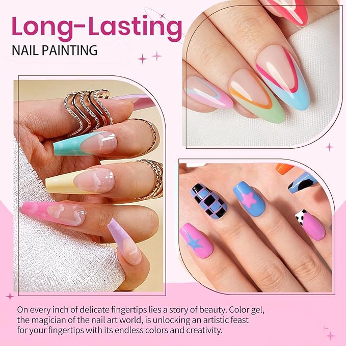 18 Colors Nail Painting Gel Set, Nail Paint for Nail Art Gel Polish For French Tip Tool Design For Home Salon DIY Nail Art,UV/LED Curing Required