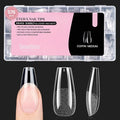 Beetles Gel Nail Tips Medium Coffin 576PCS Etch X Nail Tips, 12 Sizes Pre Shaped Half Matte Press On Nails Full Cover False Nails Acrylic Nails Glue on Nails Extensions Set for Women Home DIY