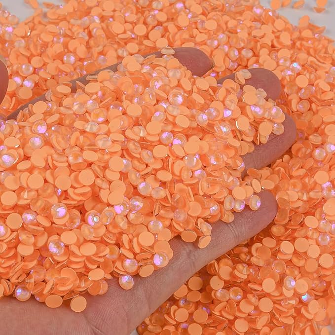 Blinginbox Flatback Rhinestones Round Gems, 1440pcs Luminous Series Glass Stones Neon Gems Non Hotfix Crystal Rhinestones for Nail Charms Crafts Clothes Tumblers,Living Coral AB Luminous,SS10.
