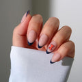 Glamnetic x Fanatics Press On Nails - Illinois Fighting Illini | Short Almond Fake Nails, Collegiate Illini Blue French Tips, College Nails, Salon-Quality | 15 Sizes - 30 Nail Kit with Glue