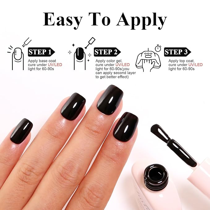 Imtiti 10ML Black Gel Polish Soak Off LED UV Nail Gel DIY at Home Salon Art Gift for Women 1PCS