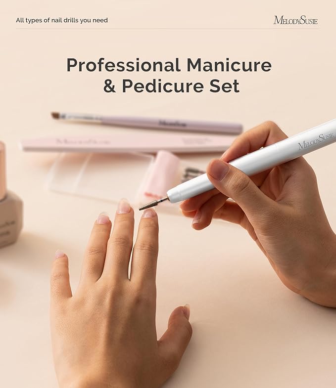 MelodySusie Pen-Shaped Ultra-Slim Cordless Nail Drill, PM170F 30000RPM Portable Rechargeable Electric File with LED Display for All Manicure, Nail Care, Shaping & Gel Removal for Advanced Home Use