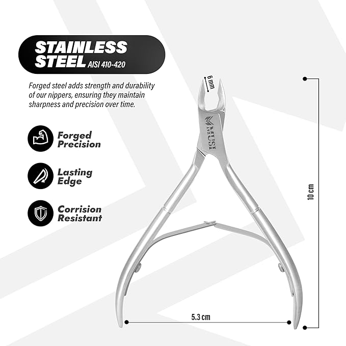MUSI Cuticle Nipper & Curved Nail Scissors for Nail, Cuticle & Facial Hair Care – Mustache, Eyebrow, Eyelash, Ear & Nose Hair Grooming Kit for Men & Women