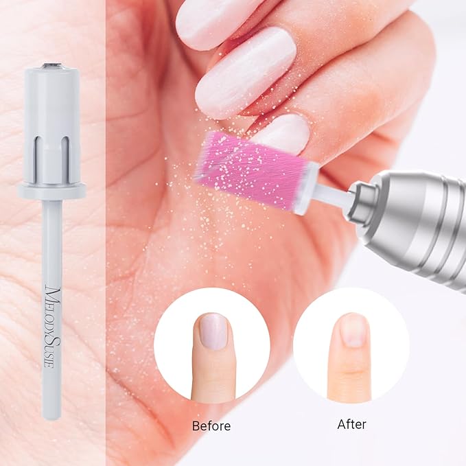 MelodySusie Crystal Top Mandrel Bit for Nails, 3/32'' Easy Off Nail Drill Bits for Sanding Bands, Suitable for Acrylic Nails Gel Manicures and Pedicures, White