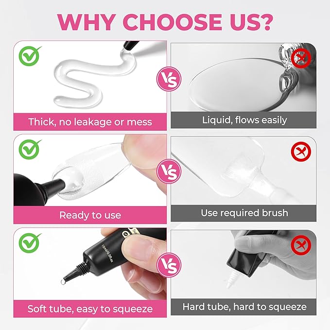 UNA GELLA 15ml Quick Drying Semi Solid Nail Glue Gel with 10ml Remover for Press On Nails Tips No Lamp Needed Strong Nail Gel Glue with 2 in 1 Acrylic Nails Remover Long Lasting Fake Nails Kit