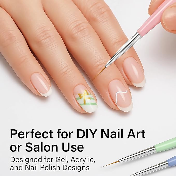 Gel Polish Nail Art Brushes, 6 Pcs Dual-Ended Art Design Pens with Case for Gel & Acrylic - Clean Up, Dotting, Liner, French Tip Tools for Nail Design, Extension & Manicure, DIY Kit Gift for Women