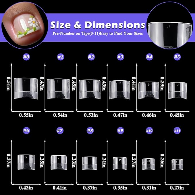 240pc Fake Toenails Half Cover Gel Toe Nail Tips Clear Press on Toenail, Short Square Fake Toes Nails Tips French Gel Toenails Extrension False Toe Nail Feet Artificial Toenail Tip