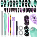 26 Pieces Cat Eye Magnet for Nails 3-in-1 Nail Heart Magnets Cylindrical Strong Nail Magnet Multi-Functional Nail Magnet Wand Flower Magnet Stick Magnetic Beads for Cat Eye Gel Nail Polish