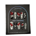 3D Press On Nails, Luxury Long Ballerina Shape, Red Rose and Silver Glitter Design, 10 Pieces, Fall Winter Collection (XS, LC)