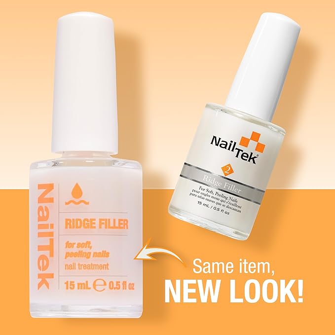 Nail Tek Ridge Filler Formula 2 – Clear Ridge Filler for Nails Base Coat, Nail Strengthener Polish for Soft & Peeling Nails, 0.5 fl oz