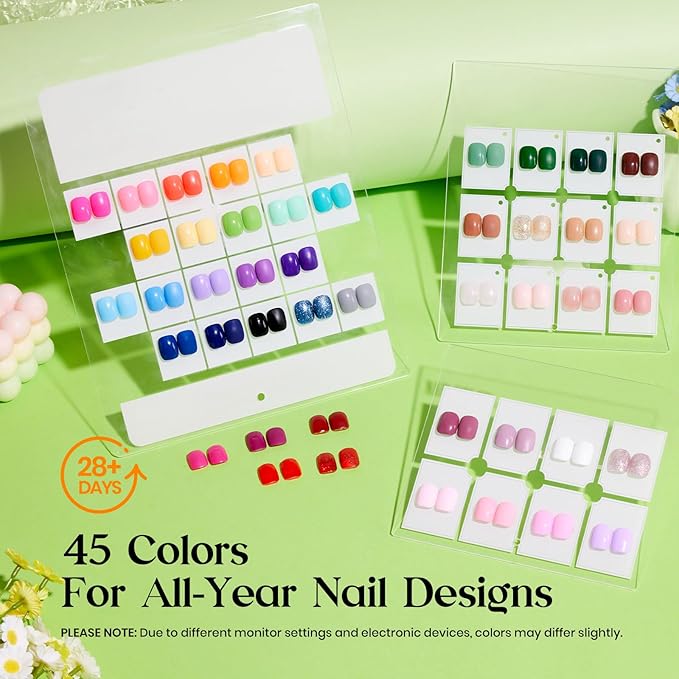 Beetles Gel Nail Polish Kit with U V Light - 45 Colors Valentines Gel Polish Set 75 Pcs One Color One Bottle Emotional Journey Kit with Top Base Coat Beauty Must Have Salon Gifts for Women Teen Girls
