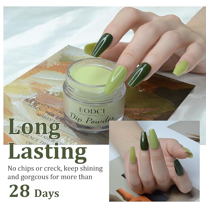 1 Oz/28g Forest Green Dip Powder, Nail Dip Powder for Long-lasting 28 Days+ Dip Nail Art French Manicure Nail Starter & Professional Home DIY Salon Use, No Needed Nail Lamp Curing Christmas