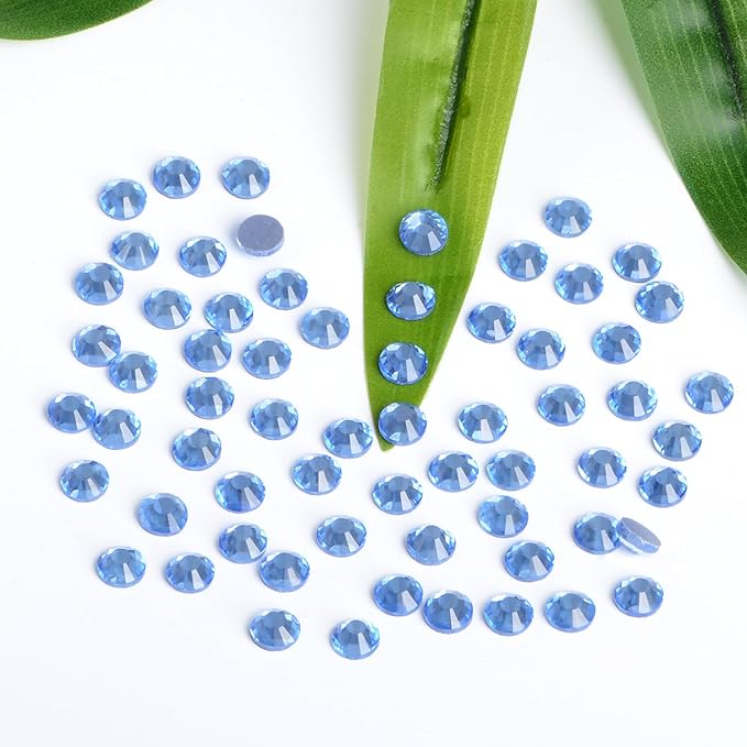 Bymitel Hotfix Crystal Rhinestones Round Gems Iron on DIY Jewelry Making Flat Back for Crafts, Lt. Sapphire, 2mm(SS6/2880pcs)