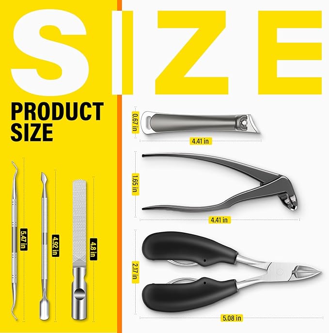 Upgrade Long Handled Toenail Clippers for Thick Toenails for Seniors, Angled Head Large Toe Nail Clippers Set for Men with Lock, Heavy Duty Ingrown Toenail Clippers Slanted Nail Cutter Wide Jaw