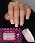 Press on Nails,French tip Short Square, 19 Sizes, 38 Pieces,Fake Nails with Brush-on Glue & Adhesive Tabs (Classic French)
