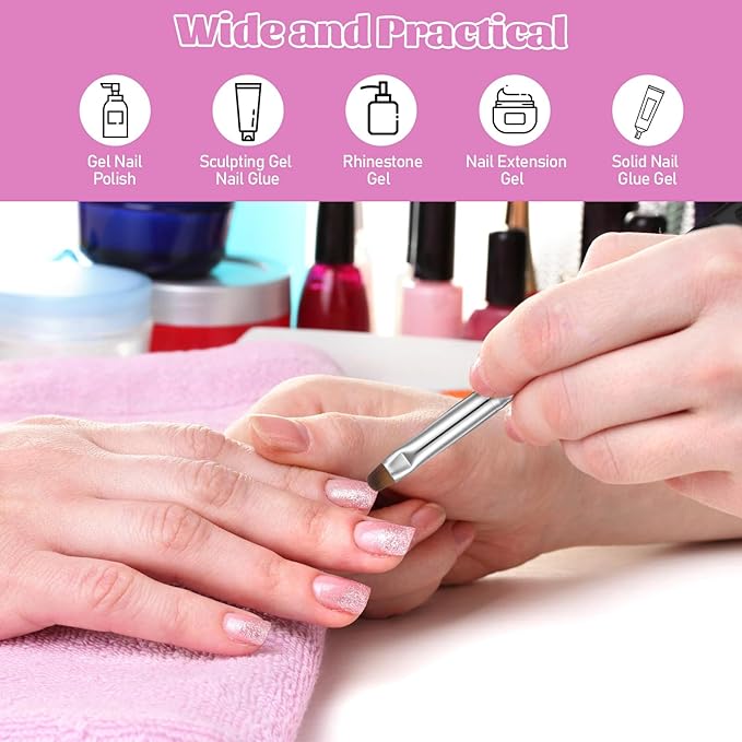 Jeffdad 4 Pcs Gel Nail Brush French Gel Acrylic Nail Art Brush with Dotting Tool Professional Manicure Brush Small Detail Painting 3D Acrylic Brushes (10# 12# 14# 16#, Black)