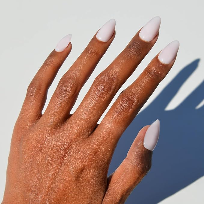 Glamnetic Press On Nails - Sugar Doll | Short Almond Pink Fake Nails, Salon Quality Milky Nails | 15 Sizes - 30 Nail Kit with Glue