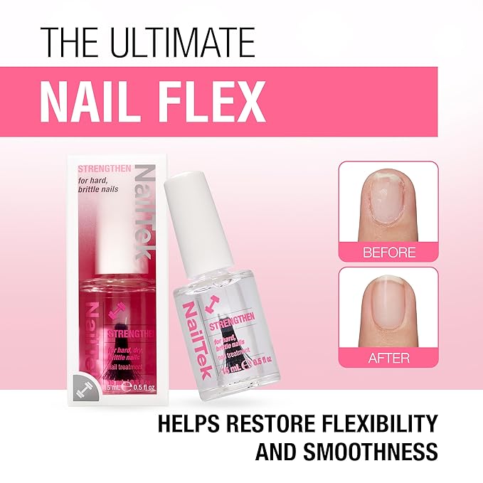 Nail Tek Nail Strengthener Formula 3 – Strengthening Nail-Polish Treatment for Hard, Dry, Brittle Nails, 0.5 fl oz
