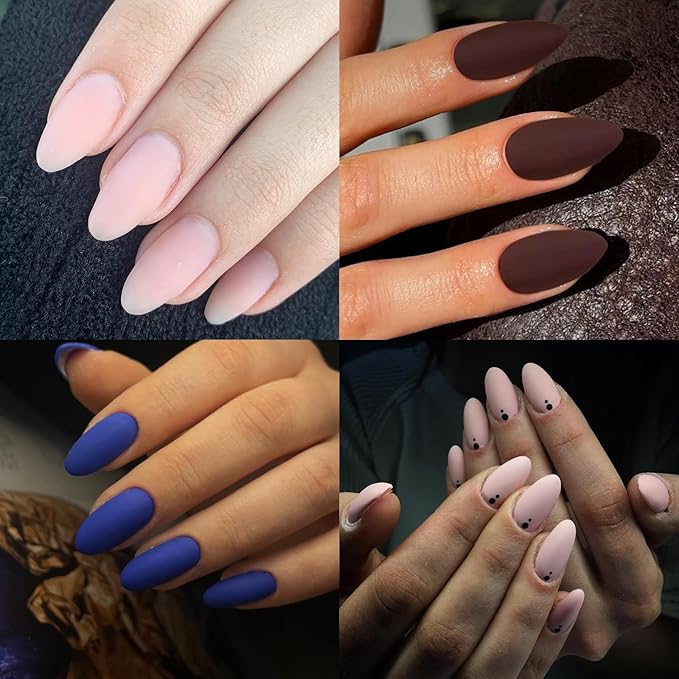 AddFavor Press on Nails Medium Almond Fake Nails, 576pcs 24 Colors Almond Press on Nails Full Cover Acrylic Nail Press ons, Matte False Nail Tips for Women Glue on Nail