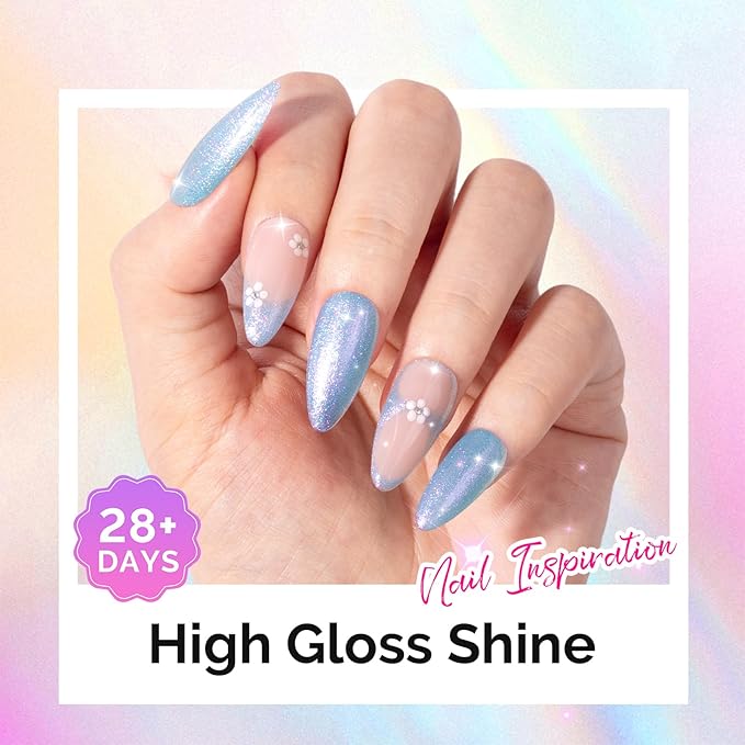 MelodySusie Blue Aurora Shimmer Gel Nail Polish,Sparkle 0.5 Fl Oz Soak Off UV LED Holographic Blue Glitter Gel Polish Gift for Women Nail Art Manicure Salon DIY Nail Design Decoration at Home-G2103