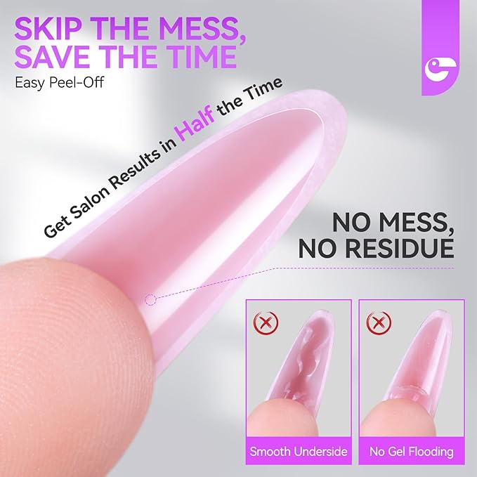 Gelike EC Dual Forms for Nail Extension: Almond ＆Coffin Sandwich Dual Forms Work with Builder Gel ＆ Polygel - 2 Shapes 240PCS 15 Sizes Reusable 100+ Times Clear Acrylic Molds Kit for Quick Manicure