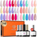 modelones 24Pcs Neon Gel Nail Polish Set, 20 Colors Rainbow Gel Polish Set with Glitter & Glossy & Matte Top + Base Coat Soak Off LED Nail Art Kit Salon at Home