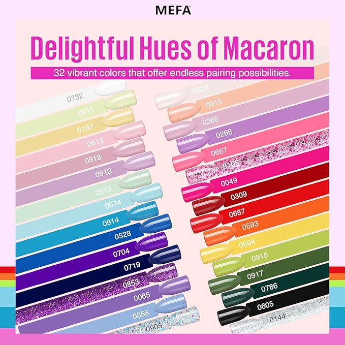 MEFA 35 Pcs Neon Gel Nail Polish Set, 32 Colors Summer Bright Gel Polish Set with Matte/Glossy Base Top Coat Pink Collection Nail Art Manicure DIY Salon Home Decoration Beginners Gifts for Women