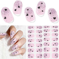 Semi Cured Gel Nail Strips,28 Pcs Valentine's Day Gel Nail Stickers/Wraps,Long Lasting Polish Stickers UV Light Requried,Easy to Apply for Wedding