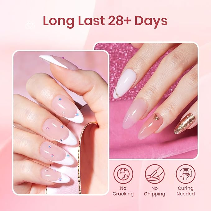 Beetles Poly Nail Gel Kit - 6 Colors Jelly Nude Extension Kit with Slip Solution Builder Nail Enhancement for Beginner & Professional Long Lasting DIY Home Gift for Women, UV & LED Needed