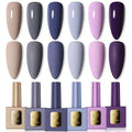 Gel Polish Set of 6 Colors 12ml with Purple Beige,Spring Gel Polish Kit for Salon DIY at Home, Soak Off LED UV Gel Nail Polish, Gifts for Women Girls