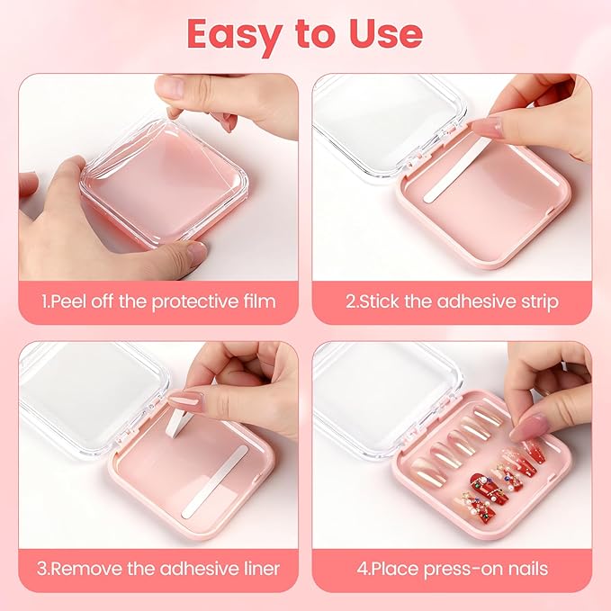 15 Pcs Press On Nail Packaging Box Press on Nail Storage Box for Press Ons with 90 Pcs Adhesive Double Sided Tape for Fake Nail Storage Case Nail Display Nail Salon Supplies (Multicolor)