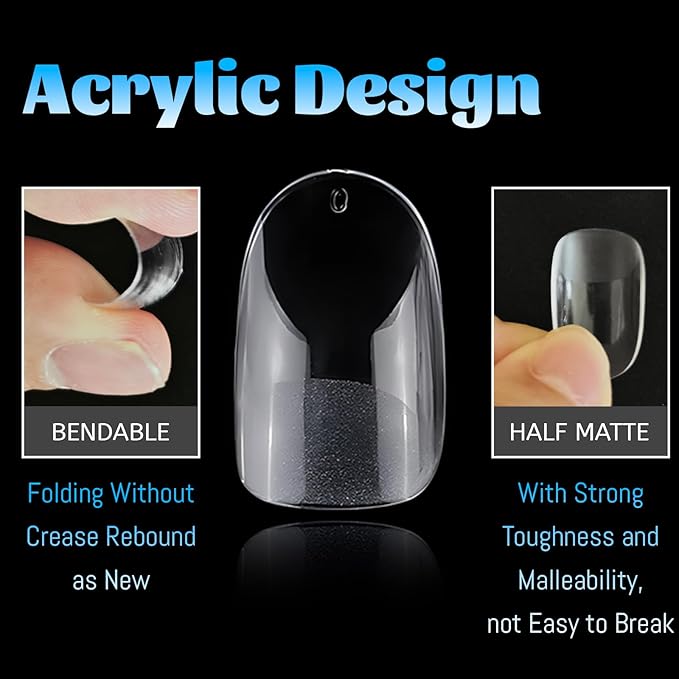 240pc Oval Gel Nail Tips Short Fake Nails for Press on Nails Clear Acrylic Nails Tips, 12 Sizes Full Cover Nail tips Round Soft Gel Nail Tips False Nails Extension Artificial Fingernail