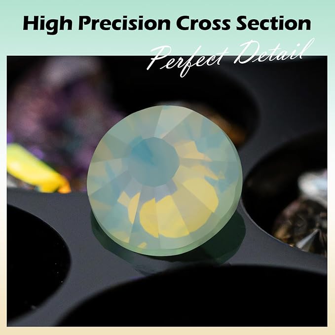 F Light Green Flatback Rhinestones, Glass Rhinestones for Nail Art and Craft, Glue Fix, Loose Crystal Gemstones(F Light Green, SS10, 1440pcs, 2.7-2.8mm)