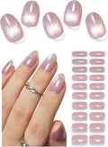 Semi Cured Gel Nail Strips, Cat Eye 20pcs Adhesive UV Sticker, Wraps for Home Manicure DIY