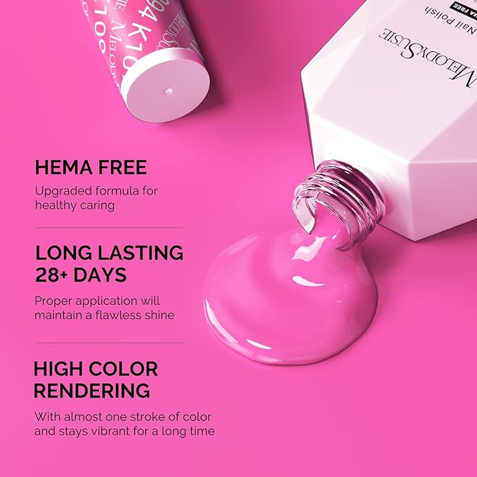 MelodySusie Hema Free Gel Nail Polish, 0.5 Fl Oz Thick Pinkish Purple Gel Polish, Non-Toxic, Long Lasting, Soak Off UV Nail Polish, Manicure Nail Design Salon DIY Nail Art at Home K1094