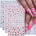 4 Sheets Valentines Nail Stickers - Embossed Heart Nail Art Decals - Self Adhesive Little Hearts Stickers for Nails,Vday DIY Manicure Decorations for Women