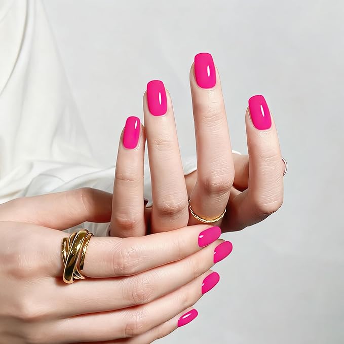 MEGIOR Hot Pink Gel Nail Polish 0.5 Fl Oz Bright Pink Soak Off UV LED Lamp Light Cure Gel Polish Kit for Salon and Nail Art Starter Manicure DIY at Home